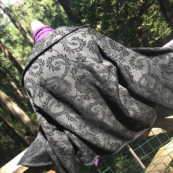 Reversible brocade purple/black jacket vintage velvet blazer,free ship HP25x2 - Picture 8 of 11